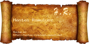 Hentes Romulusz névjegykártya